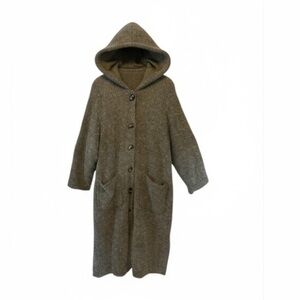 Vintage Olive Hooded Women's Coat Plus Size